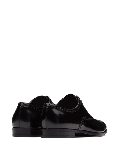 Shop Prada Brushed Fumé Leather Oxford Shoes In Black
