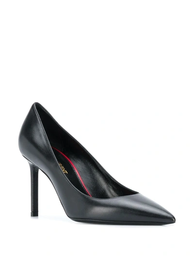 Saint Laurent Stiletto Pointed Toe Patent Pump In Black