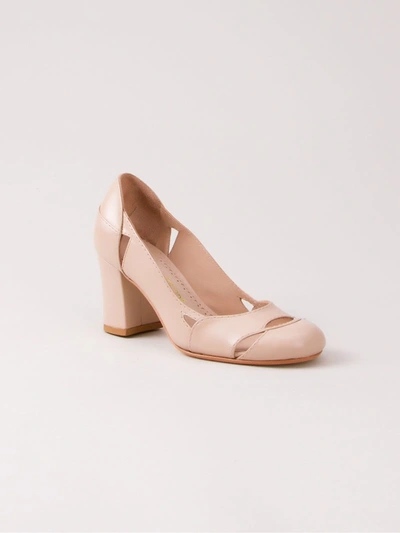 Sarah Chofakian Chunky Heel Pumps In Neutrals