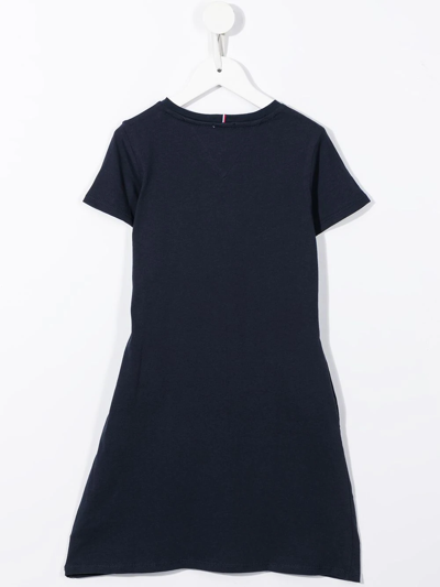 Shop Tommy Hilfiger Junior Logo-print T-shirt Dress In Blue