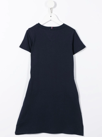 Tommy Hilfiger Junior Logo-print T-shirt Dress In Blue