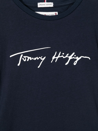 Shop Tommy Hilfiger Junior Logo-print T-shirt Dress In Blue