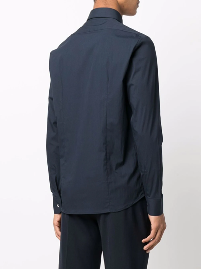 Shop Daniele Alessandrini Long-sleeved Buttoned-up Shirt In Blue