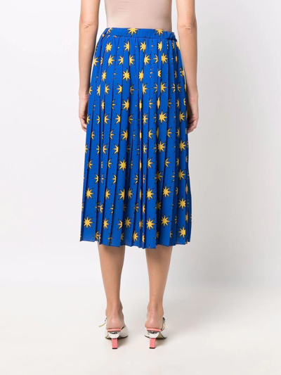 Shop Alessandro Enriquez Starry Printed Pleated Skirt In 蓝色