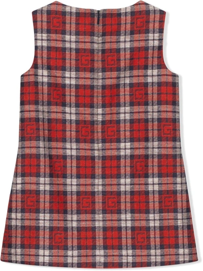 Shop Gucci Square G Checked Dress In Red