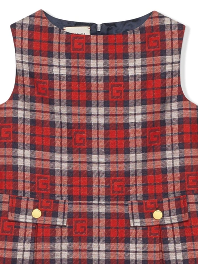 Shop Gucci Square G Checked Dress In Red