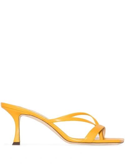 Shop Jimmy Choo Maelie 70mm Leather Sandals In Yellow