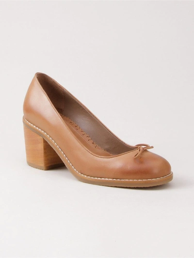 Sarah Chofakian Chunky Heel Pumps In Brown