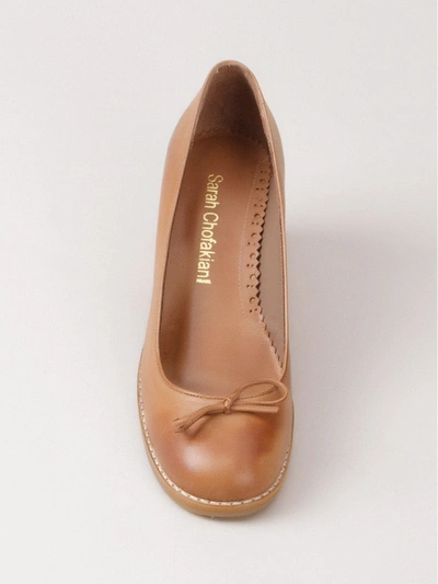 Sarah Chofakian Chunky Heel Pumps In Brown