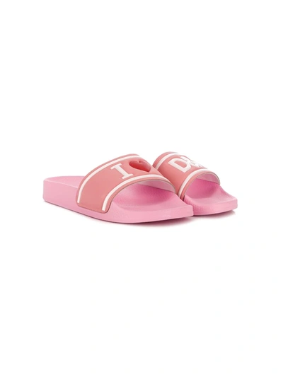 Shop Dolce & Gabbana I Love D&g Slides In Pink