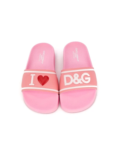 Shop Dolce & Gabbana I Love D&g Slides In Pink