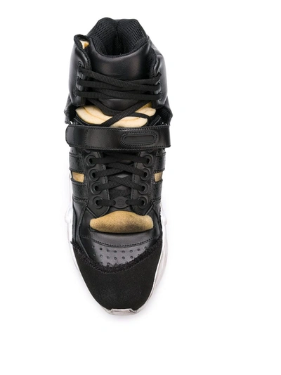 Shop Maison Margiela Artisinal Padded Hi-tops In Black