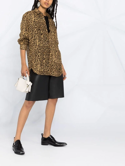 Shop Junya Watanabe Loose-fit Leopard Shirt In Brown