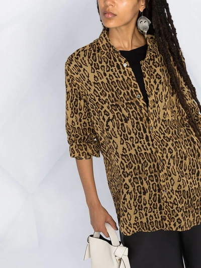 Shop Junya Watanabe Loose-fit Leopard Shirt In Brown