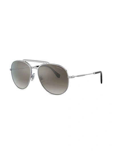 Shop Miu Miu Embellished Aviator Sunglasses In Silver