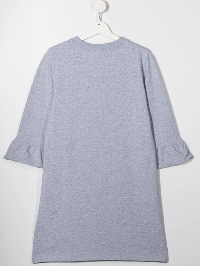 Shop Moschino Textured Design Long-sleeve Dress In Grey