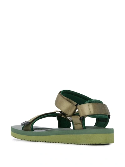 Shop Suicoke Touch Strap Platform Sole Sandals In Green