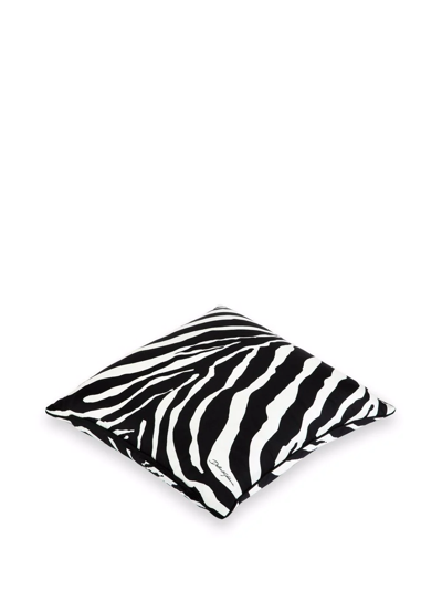 Shop Dolce & Gabbana Zebra-print Silk Twill Cushion In Weiss