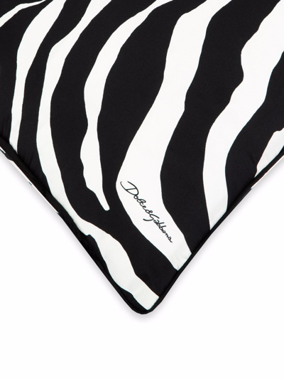 Shop Dolce & Gabbana Zebra-print Silk Twill Cushion In Weiss