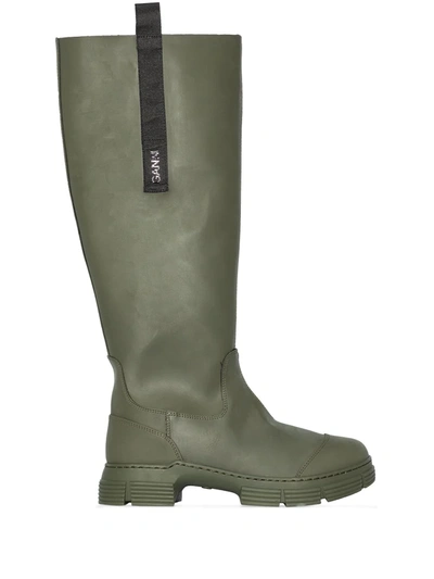 Shop Ganni Recycled Rubber Mid-calf Boots In Green