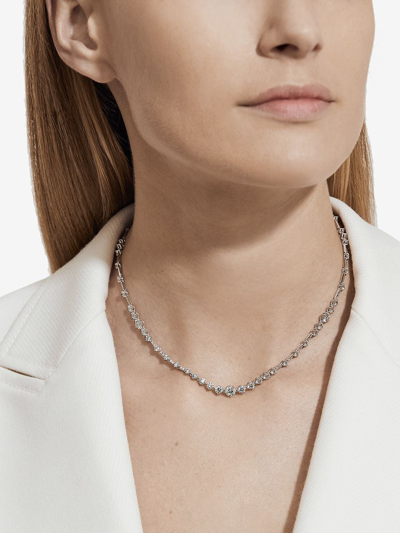 Shop De Beers 18kt White Gold Arpeggia One-line Diamond Necklace In Metallic