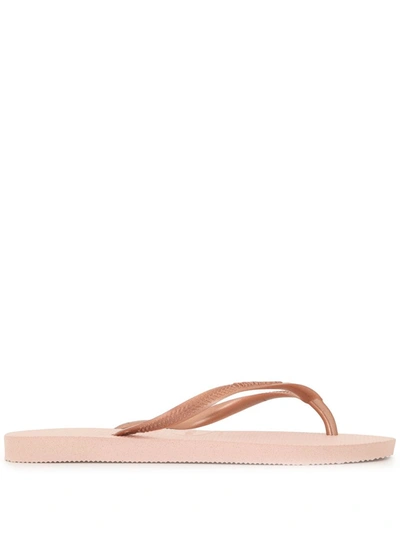 Shop Havaianas Slim Textured Flip-flops In Pink