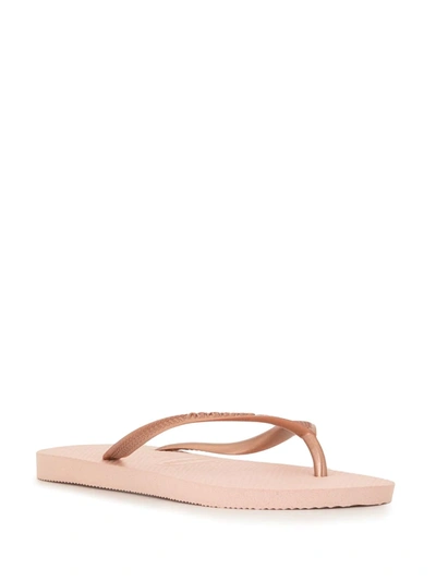 Shop Havaianas Slim Textured Flip-flops In Pink