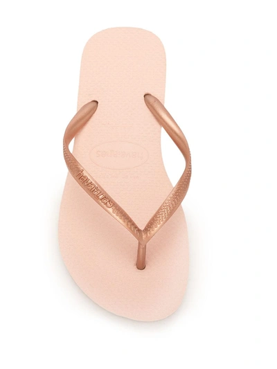 Shop Havaianas Slim Textured Flip-flops In Pink