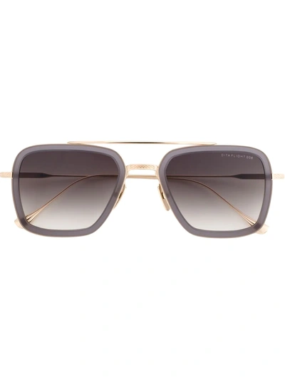 Shop Dita Eyewear Flight 006 Square-frame Sunglasses In Gold