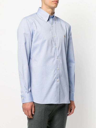Shop Polo Ralph Lauren Logo Embroidered Shirt In Blue