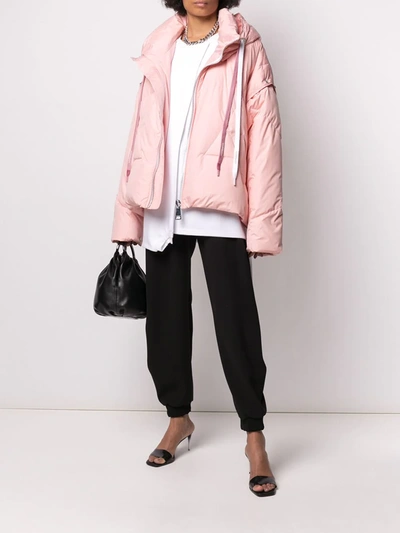 Shop Khrisjoy Detachable-sleeved Down Jacket In Pink