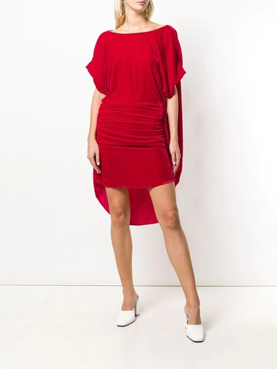 Shop Paula Knorr Ruched Midi Dress In Red
