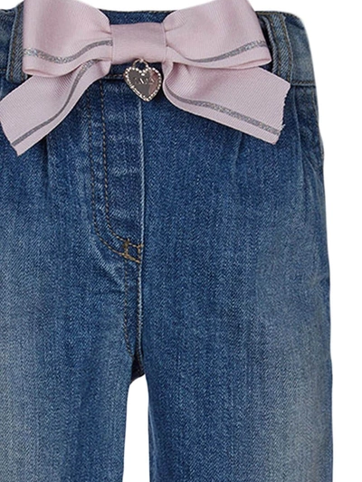 Shop Lapin House Bow Front Straight Leg Jeans In Blue