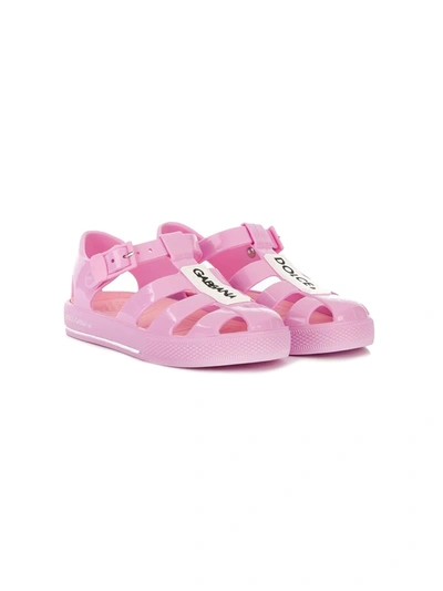 Shop Dolce & Gabbana Branded Jelly Shoes In Pink