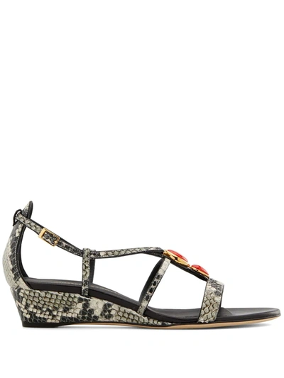 Shop Giuseppe Zanotti Adelaide Python-print Sandals In Grey