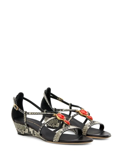 Shop Giuseppe Zanotti Adelaide Python-print Sandals In Grey