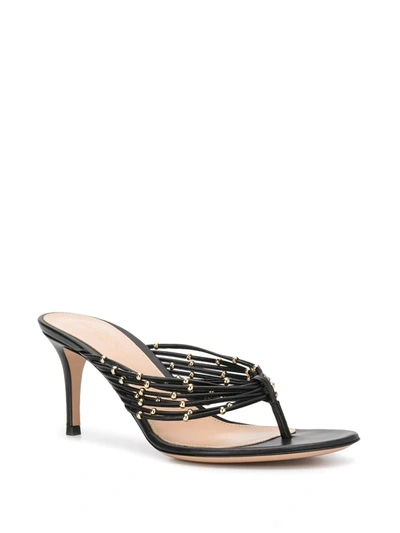 Shop Gianvito Rossi Beaded Detail Stiletto Heel Sandals In Black