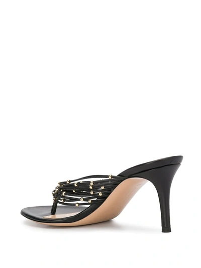 Shop Gianvito Rossi Beaded Detail Stiletto Heel Sandals In Black