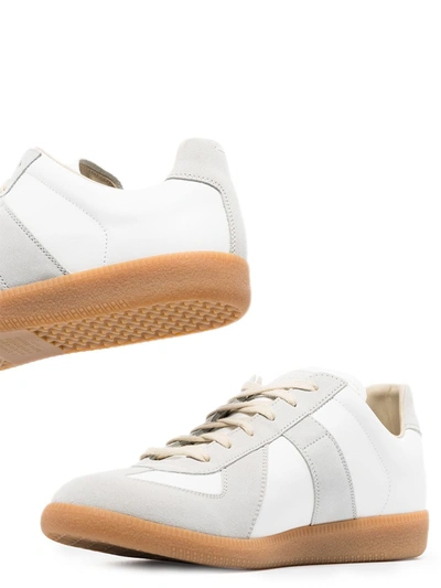 Maison Margiela Off White Leather And Grey Suede Replica Sneakers In White