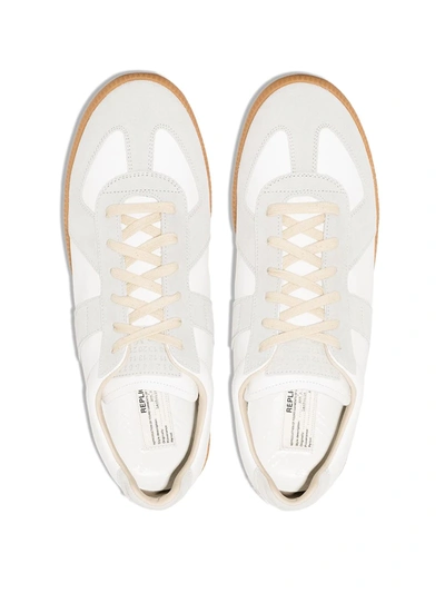 Maison Margiela Off White Leather And Grey Suede Replica Sneakers In White