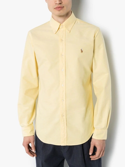 Shop Polo Ralph Lauren Logo-embroidered Button-down Shirt In Yellow