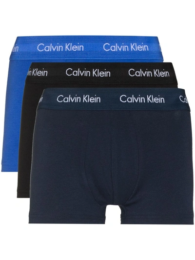 Shop Calvin Klein Underwear Set Of Three Logo-print Boxer Briefs In Blue