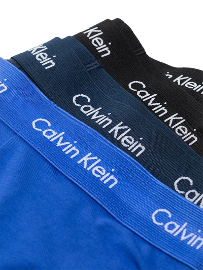 Shop Calvin Klein Underwear Set Of Three Logo-print Boxer Briefs In Blue