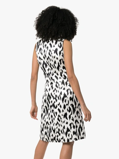 Shop Calvin Klein 205w39nyc Cheetah Print Brooch Embellished Sleeveless Midi Dress In Black