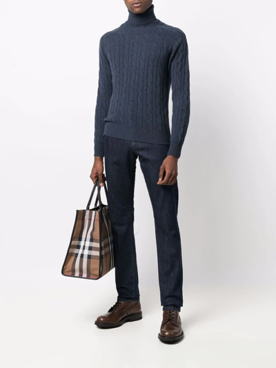 Shop Cruciani Cable-knit Wool-cashmere Jumper In Blue