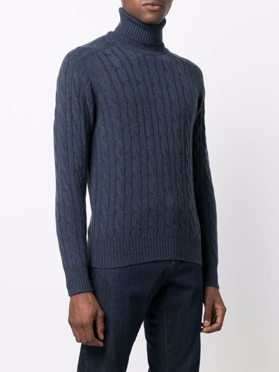 Shop Cruciani Cable-knit Wool-cashmere Jumper In Blue