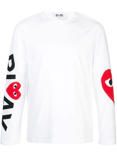 COMME DES GARÇONS PLAY ALMOND-EYE LONG-SLEEVED T-SHIRT - 白色