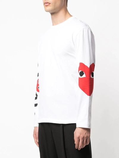 Comme Des Garçons Play Long-sleeved T-shirt With Logo Print In White