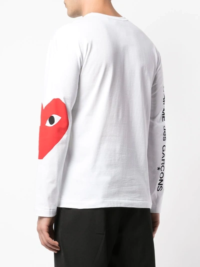 Shop Comme Des Garçons Play Almond-eye Long-sleeved T-shirt In White