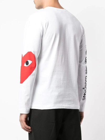 Comme Des Garçons Play Long-sleeved T-shirt With Logo Print In White